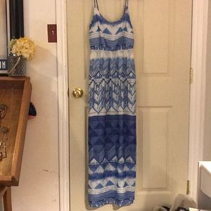 Blue & white maxi dress